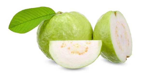 Frutta Guava Isolata Sentiero Ritaglio Bianco — Foto Stock