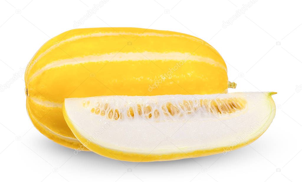 Korean melon isolated on white clipping path.
