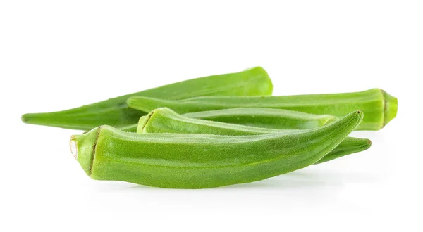 Okra Verde Aislado Fondo Blanco — Foto de Stock