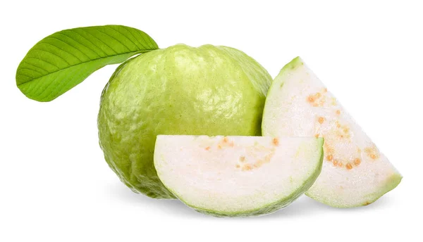 Frutta Guava Isolata Sentiero Ritaglio Bianco — Foto Stock