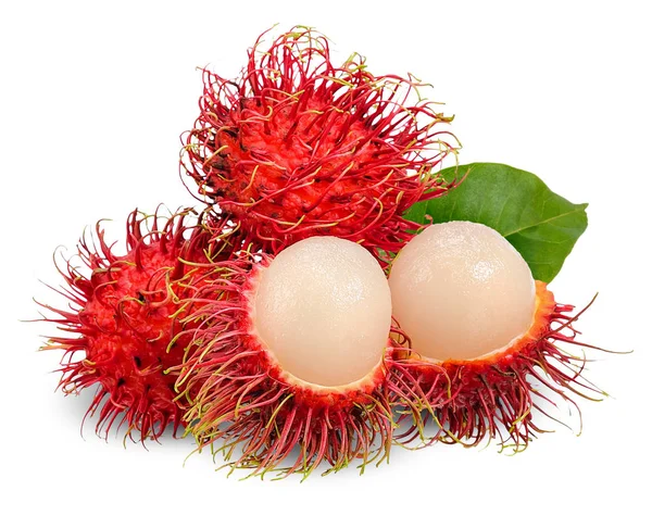 Rambutan Aislado Blanco Con Camino Recorte — Foto de Stock