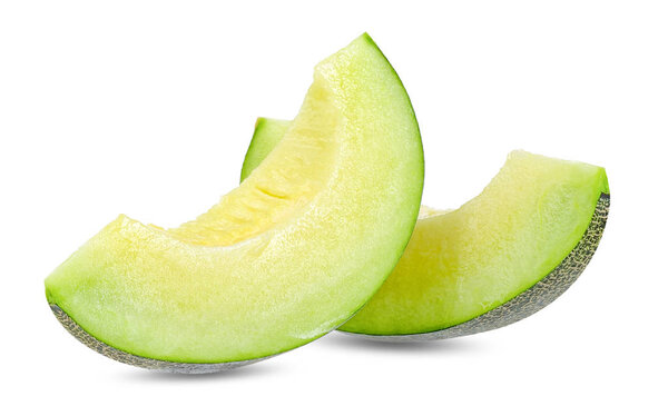 Green melon isolated on white clipping path.