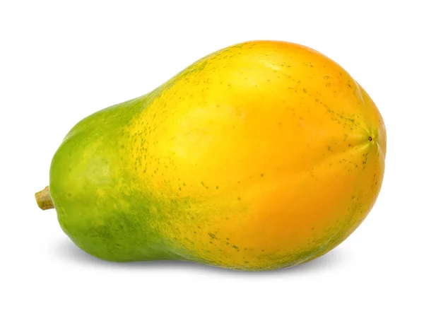 Mogen Papaya Isolerad Vita Urklippsbana — Stockfoto