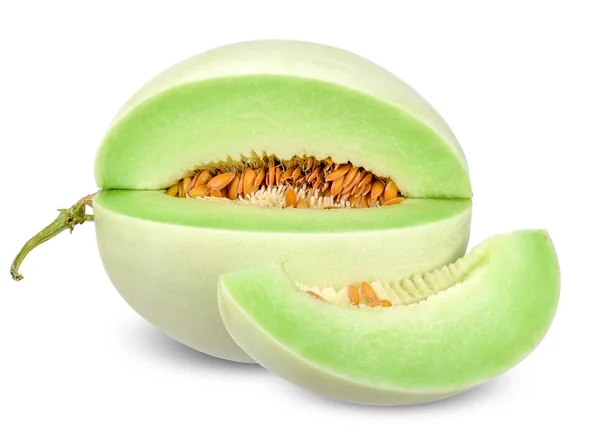 Honigtau Melone Isoliert Auf Weiß Mit Schneideweg — Stockfoto