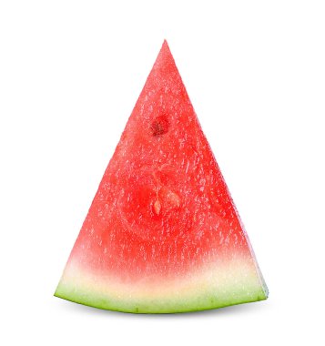 Beyaz clippint yolda izole dilim karpuz.