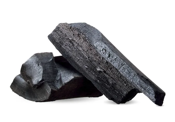 Вугілля Ізольоване Білому Відсічним Контуром — стокове фото