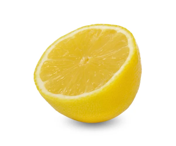 在白色修剪路径上分离的切片柠檬 — 图库照片