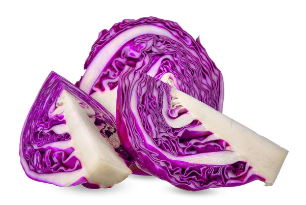 Purple Cabbage Isolated White Clipping Path — Stock Photo, Image