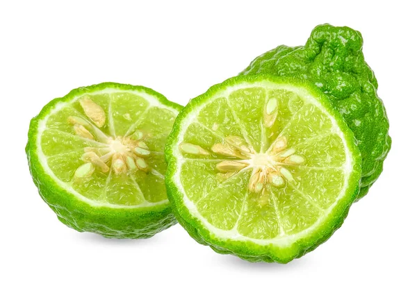 Čerstvý Bergamot Izolované Bílém Ořezovou Cestou — Stock fotografie