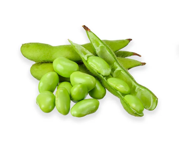 Green Soy Bean Isolated White Clipping Path — Stock Photo, Image