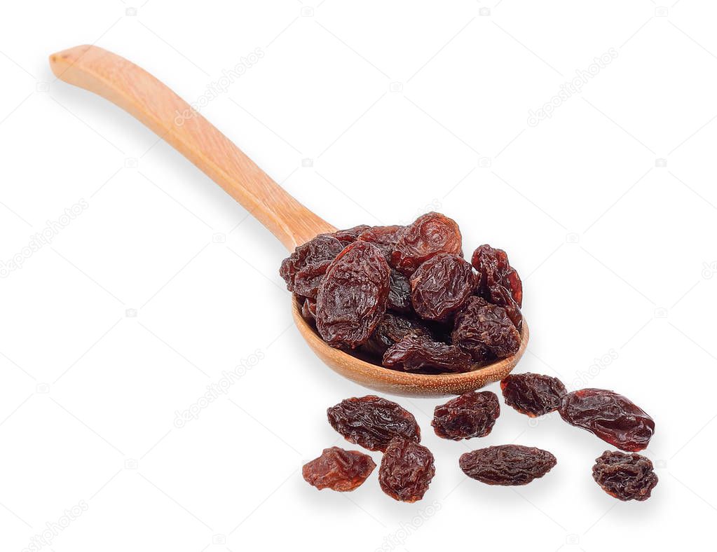 Dried Raisins isolated on white with clipping path