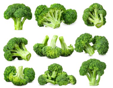 Collection Broccoli isolated on white background clipart