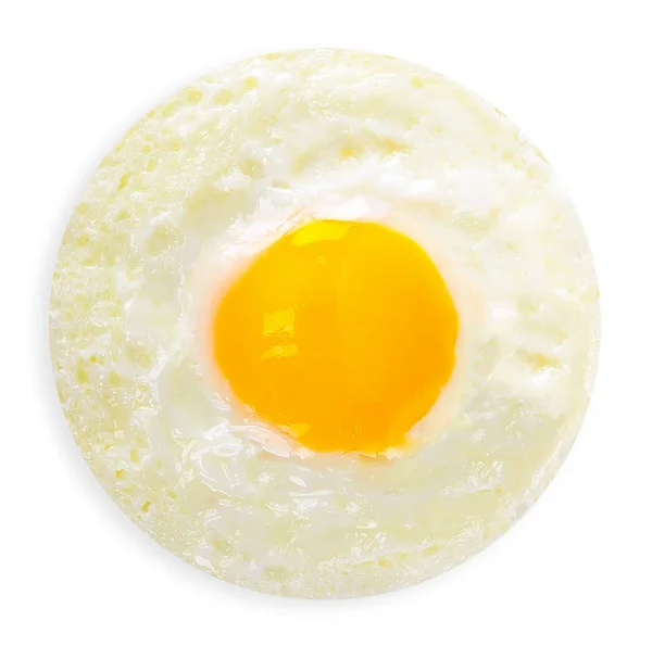 Fried Egg Isolated White Clipping Path Top View — Stock Photo, Image