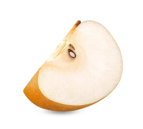 Slice Snow Pear Isolated White Clipping Path — Stock Photo, Image