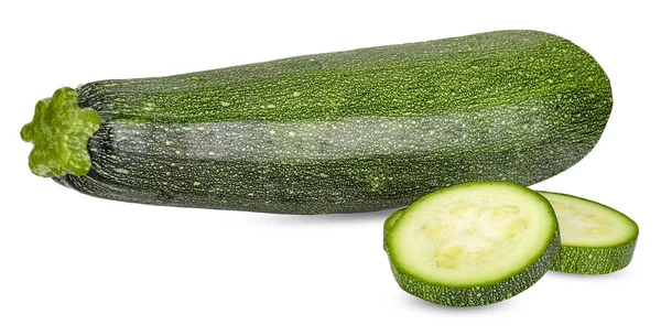 Zucchine Fresche Isolate Bianco Con Percorso Ritaglio — Foto Stock