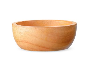 Ahşap kase beyaz kırpma yolu ile izole 