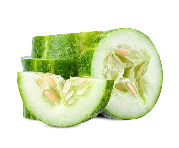 Slice Cucumber Isolated White Clipping Path — Stock Photo, Image