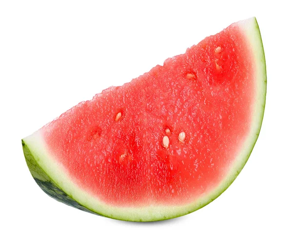 Slice Red Watermelon Isolated White Clippng Path — Stock Photo, Image