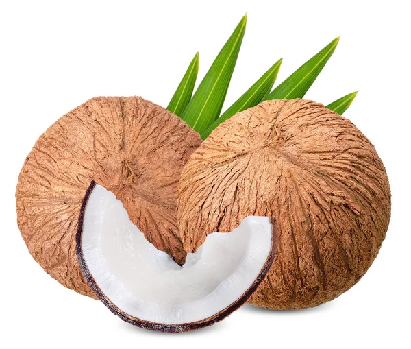 Orzech Kokosowy Izolowany Białym Tle Ścieżką Wycinania — Zdjęcie stockowe