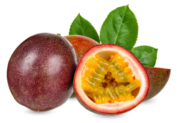 Passion Fruit Isolated White Clipping Path — Stock Photo, Image