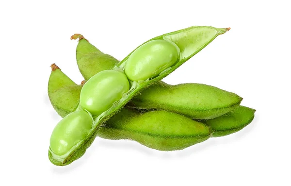 Green Soy Bean Isolated White Clipping Path — Stock Photo, Image