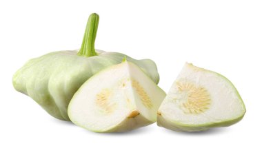 Patty pan squash beyaz kırpma yolu üzerinde izole