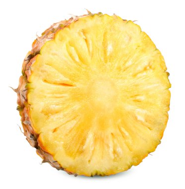 Beyaz kırpma yolu üzerinde izole dilim ananas