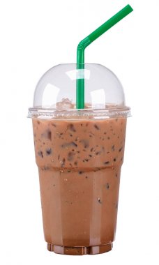 Beyaz üzerine izole buz kakao cam