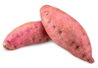 Tatlı patates beyaz, patates kırpma yolunda izole.