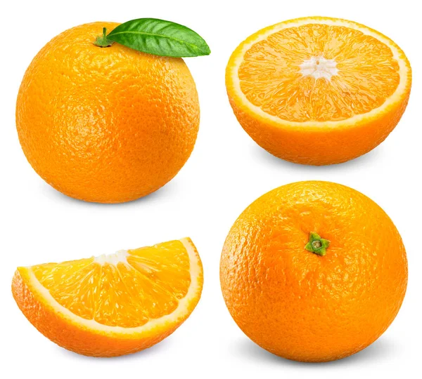 Set Fruta Naranja Aislada Sobre Fondo Blanco — Foto de Stock