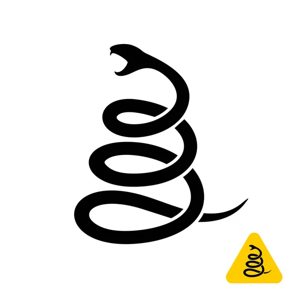 Snake black silhouette. Snake logo with warning. — Stock Vector