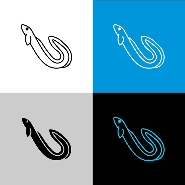 Eel fish icon. Line style symbol of river eel. — Stock Vector
