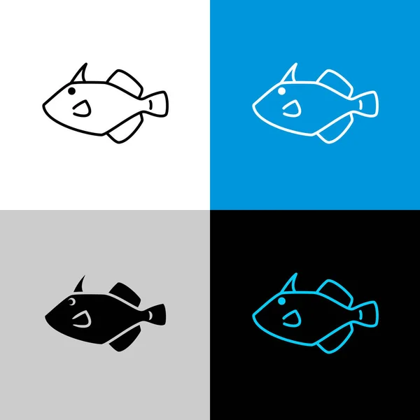 Ícone de peixe. Símbolo de estilo de linha de filefish . — Vetor de Stock