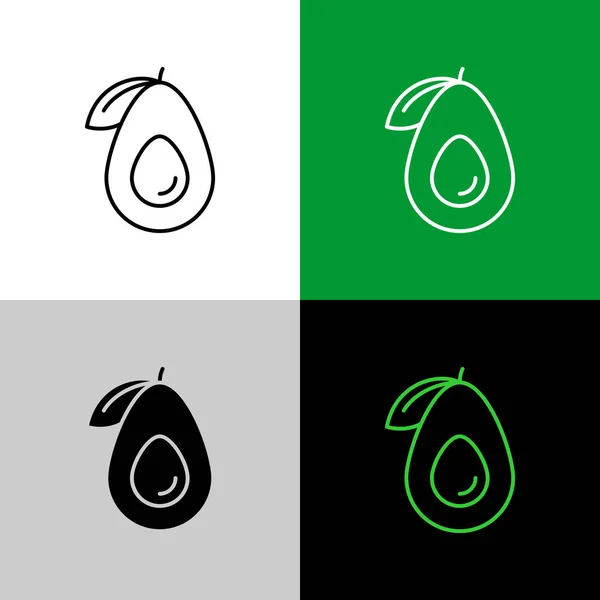 Avocado fruit thin line simple icon variations. — Stock Vector