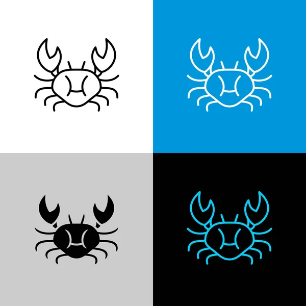 Crab thin linear simple icon. Top view silhouette. — Stock Vector