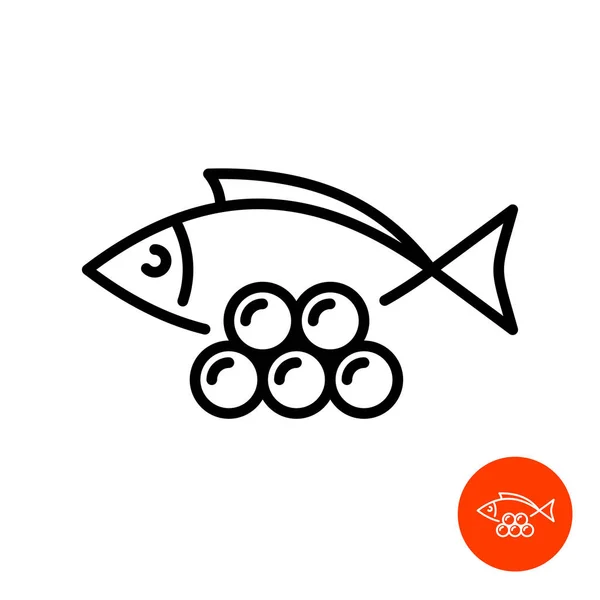 Sílhueta de peixe simples com ícone de linha de caviar —  Vetores de Stock