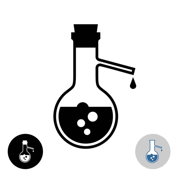 Icône du flacon de distillation. Flacon rond de laboratoire de chimie — Image vectorielle