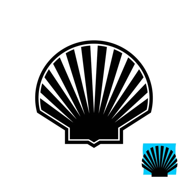 Nápis-černá silueta mořského pláště. Logo-skallop. — Stockový vektor
