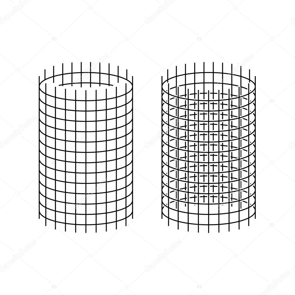 Netting roll illustration. Steel wire mesh sign.