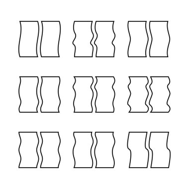 Sınır birleştirme elemanları kümesi kavisli. Şekilleri bağlamak için farklı eğri yol çizgilerle. 