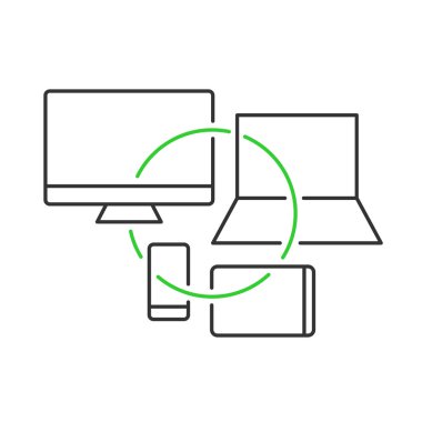 Çapraz platform aygıtları konsept illüstrasyon. Crossplatform devel