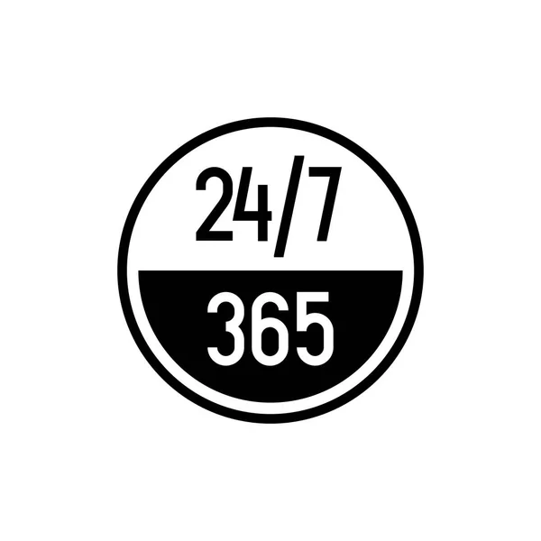 24 7 hodin a 365 dní ikonu. Jakékoli čas pracovní služby nebo podporu symbol. — Stockový vektor