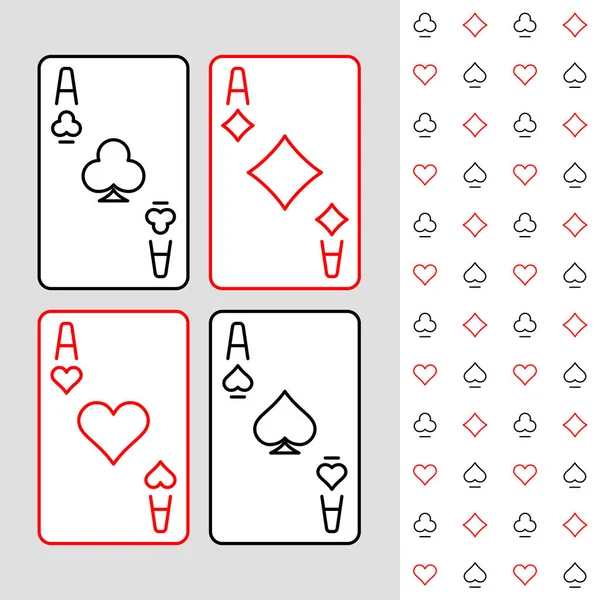 Quatro ases jogando cartas mínimo linear estilo ilustração . —  Vetores de Stock