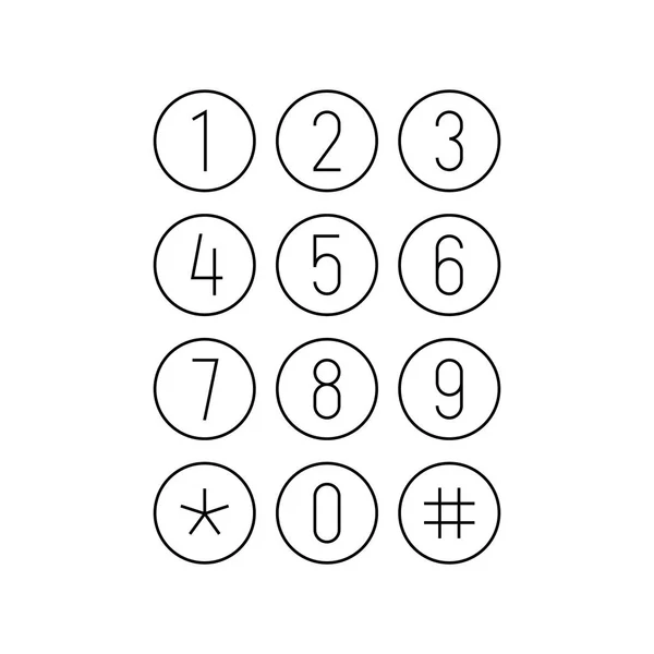 Teclado de teléfono o calculadora. Pantalla de interfaz de teléfono inteligente. Ronda b — Vector de stock