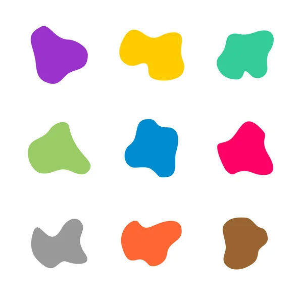 Colored spots of different curve shapes set. Fluid smooth spots. — Stock Vector