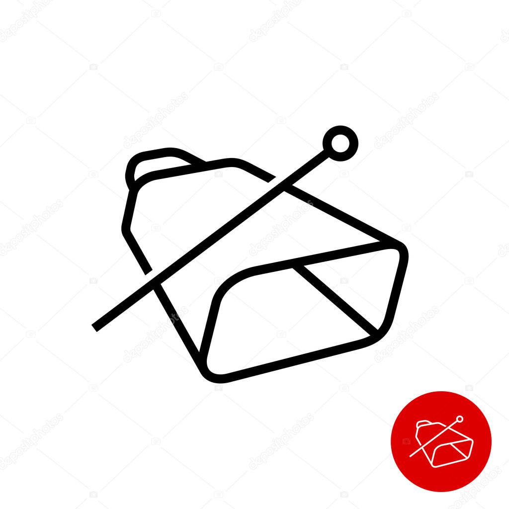 Cowbell icon. Simple linear style cow bell with stick symbol. Adjustable outline stroke line width.