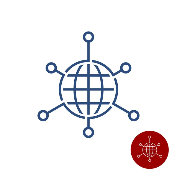 Globe sphère terrestre avec des pointeurs. Logo Network over the world . — Image vectorielle