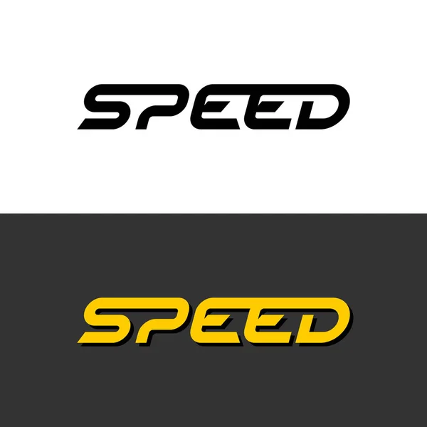 Speed słowo dynamiczne logo. Prędkość liter z symbolem stylu sportowego tekstu czcionki. — Wektor stockowy