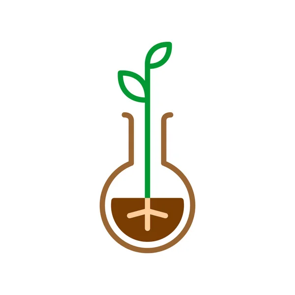 Die Pflanze sprießt in einem Flaschenliniensymbol. Naturpflege-Konzept unterschreiben. — Stockvektor