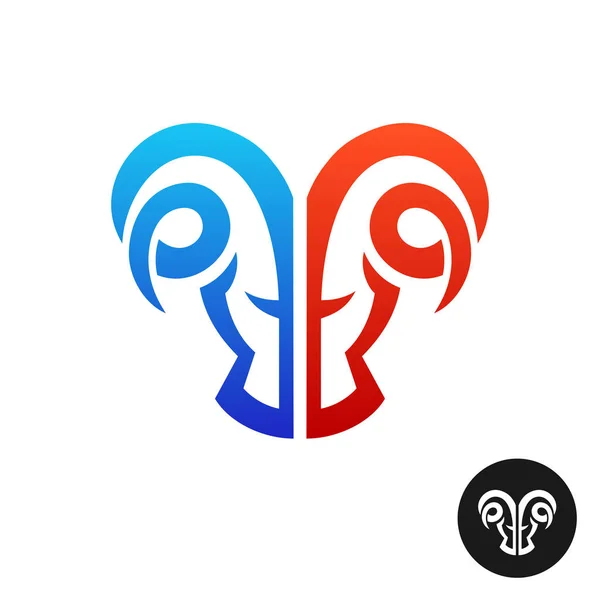 Логотип голови Рама. Креативний символ серйозних таранних близнюків . — стоковий вектор
